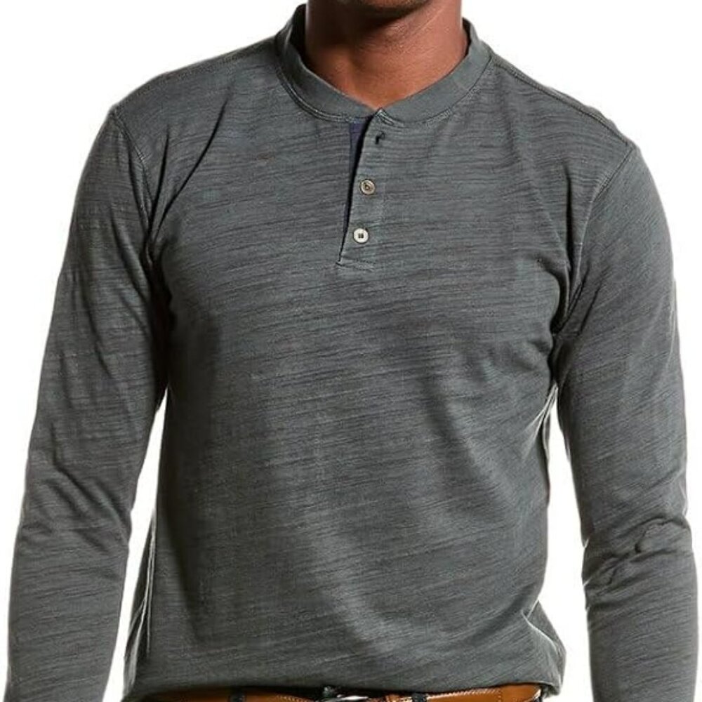 NWT Vintage 1946 Men's Burnout Slub Heather Knit Jersey Henley — Size Large